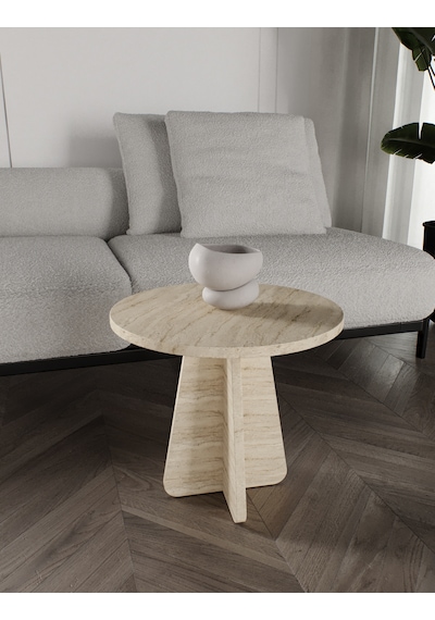 Mush 3lü Zigon Sehpa Traverten Desenli - Tamamı MDF