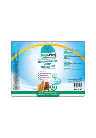 Vaveni Pısy & Pısy Antialerjen Aloe Vera Esanslı Konsantre Hipoalerjenik Yüzey Temizleyici 1 L Arz Tekli