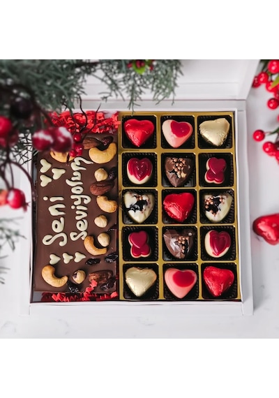 Sevgililer Günü Special Yaldızlı Tablet Karışık Çikolata Kutusu
