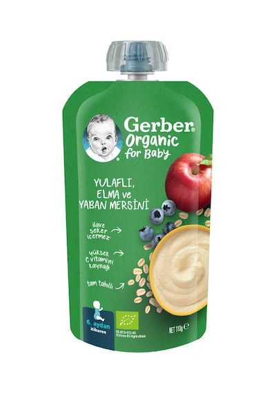 Gerber Organic Yulaflı Elma Ve Yaban Mersini Püre 110 G - 8 Adet Tarı