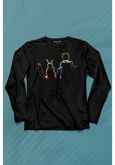 Küçük Prens Çizim Temalı Uzun Kollu Tişört Baskılı T-shirt 001