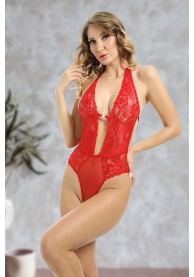 Sistina Cosmotex Kırmızı Taşlı Bodysuit - 888 - Beden L