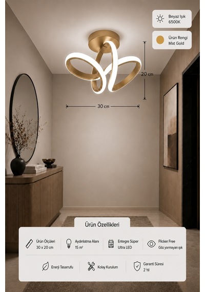 Sion Led Plafonyer Avize Beyaz Işık Eskitme