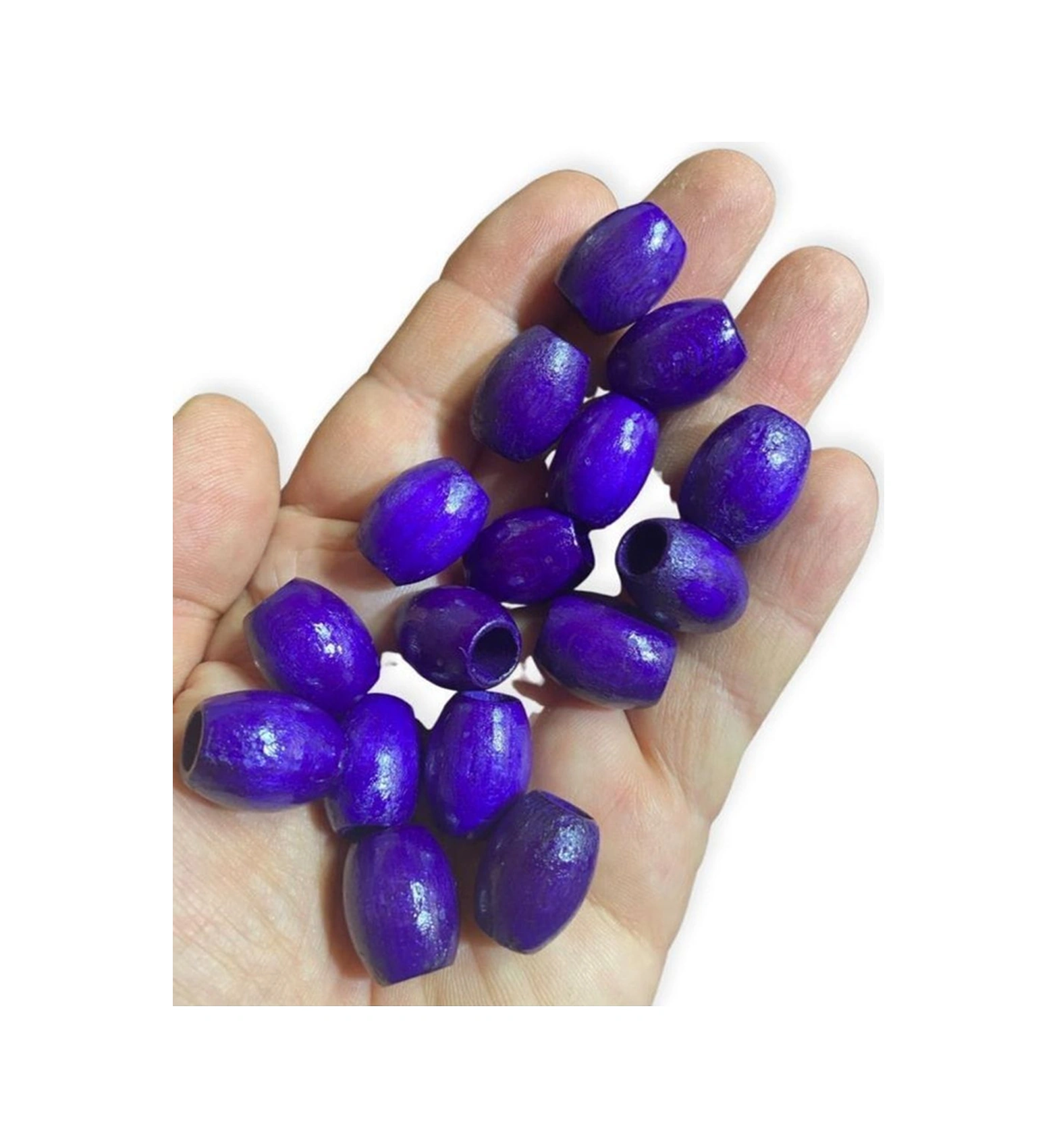 20 Mm Oval Purple Mor Ahşap Boncuk - 20 Adet