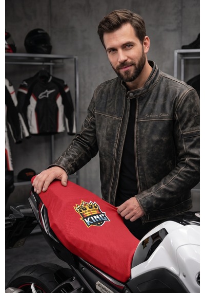 King Universal Motor Sele Kılıfı Kırmızı Scooter Sele Koruyucu %100 Polyester Yıkanabilir Koltuk Kılıfı