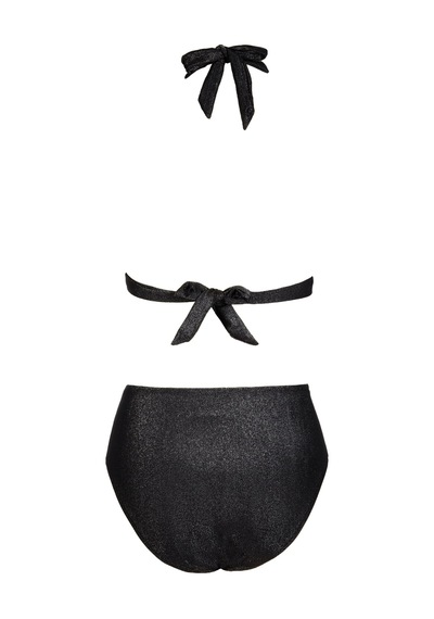 Endeep Beria Kadın Yarım Dolgulu Simli Siyah Bikini Takımı Simli Siyah