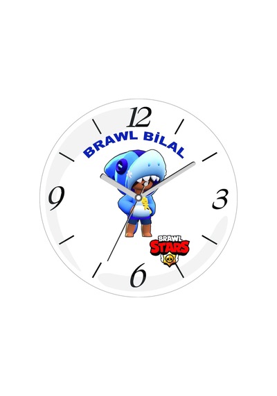 Kişiye Özel Brawl Stars Logo Leon Çap 30cm Sessiz Akar Bombeli Gerçek Cam Duvar Saati Çok Renkli