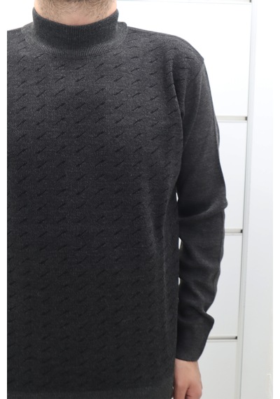 Santa Dmc Tekstil Erkek Desenli Spor Kesim Rahat Kalıp Yarım Balıkçı Yaka Kışlık Yünlü Kazak Füme