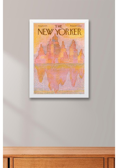 The New Yorker Çerçeveli Tablo August 18 1975 - Manhattan Şehir Silüeti Tablosu