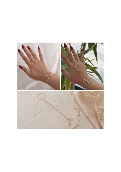Premium Parlak Gold Renk Üçgen Taş Detaylı Zarif Şahmeran 316l Çelik Kadın Bileklik 22cm Altın