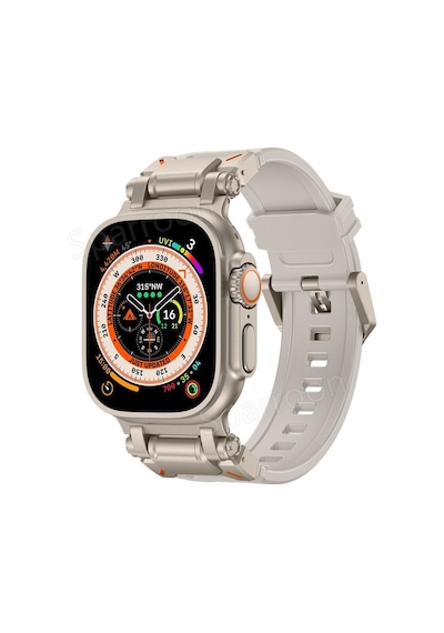 Apple Uyumlu  Watch  7 8 9 45mm Titanyum Metal Bağlantı Kitli Silikon Kordon 101