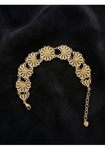 925 Ayar Geleneksel Telkari El İşi Altın Kaplama Lotus Çiçeği Kelepçe Gümüş Bileklik Gümüş - Rodyum