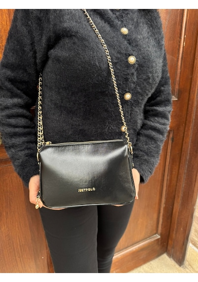 Just Polo Kadın Zincir Askılı Günlük Ve Özel Kullanıma Uygun Şık Tasarımlı Omuz & Çapraz Çanta Shoulder Bag Siyah