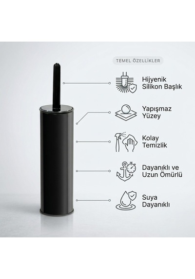 706214 Klasik Wc Fırçası Silikon Siyah Diğer