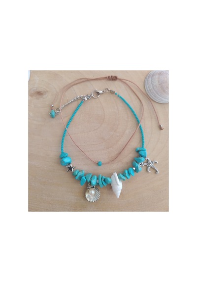 Midyeli Turkuaz Taşlı Halhal Turkuaz Turkuaz