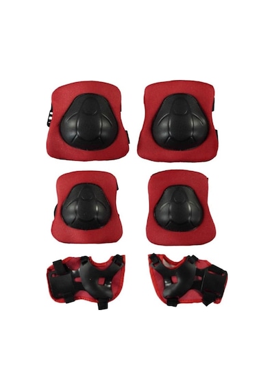 Kask Dizlik Dirseklik Koruyucu Set 7 Parça Kırmızı