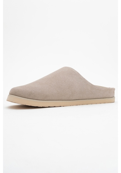 Luvishoes Luvi Shoes Space Bej Süet Hakiki Deri Önü Kapalı Kadın Terlik Bej