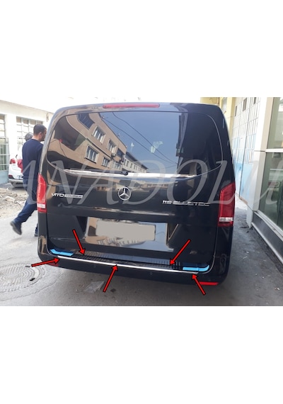 Mercedes Vito W447 Formlu Arka Tampon Üstü Krom Eşik 2015 Üzeri