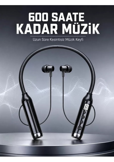 Dijital Göstergeli Boyun Tipi Bluetooth Kulaklık Mikrofonlu Çağrı Ve Müzik Kontrollü Çift Cihaz Bağl