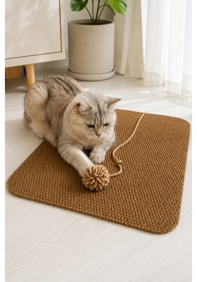 Kedi Tırmalama Paspası Çıngıraklı Toplu Oyun Halısı Kedi Yatma Dinlenme Alanı Tırmalama Matı Ev İçi Kedi Oyuncağı