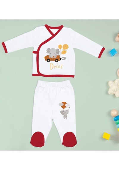 Bk Kids Kişiye Özel Hastane Çıkışı, Bebek Kıyafeti, Yeni Doğan Bebek Hediyesi, 6 Parça Kırmızı Bebek Elbise Giyim Seti-6