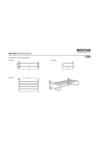 Bocchi Havlu Rafı 477 Mm Krom 3057-0003 Çok Renkli
