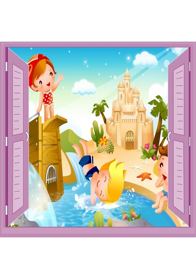 Çocuk Odası Bebek Odası Pencere Poster Duvar Kağıdı Tatil