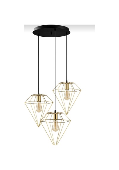 Riolight Retro Pramit Üçlü Yuvarlak Gold Sarkıt Avize Taban Çap:
