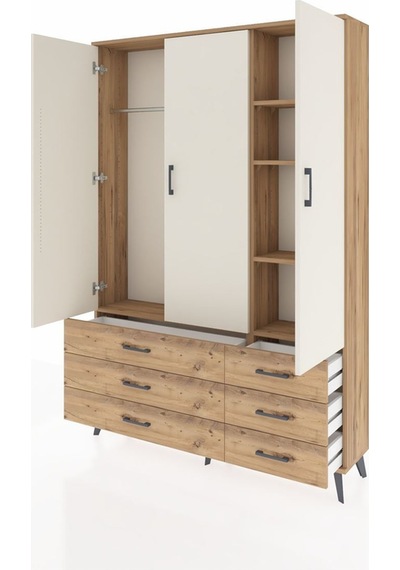 Arges Dolap 5 Raflı 6 Çekmeceli Tek Askılı 132x30x195 Çam-aytaşı/çam Aytası/atlas Çam Arges Dolap 5 Raflı 6 Çekmeceli Tek Askılı 132x30x195 Çam-aytaşı/çam Aytası/atlas Çam