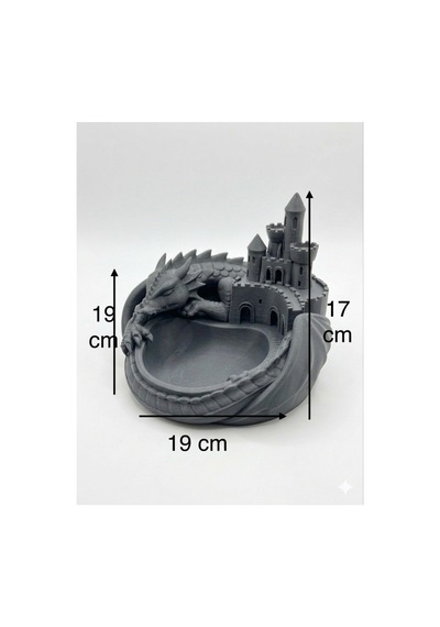3d Tasarım Ejderha Ve Kale Temalı Dekoratif Anahtarlık Düzenleyici - Takı Standı 19x19 Cm