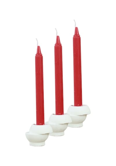 Mumluk Şamdan 3 Adet Tealight Ve İnce Mum Uyumlu Kesik Model - Beyaz