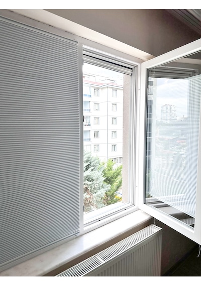 Honeycomb Isı Yalıtımlı %100 Karartma Blackout Plise Stor Perde Bal Peteği Katlanır Akordeon Vidalı Sistem Özel Ölçü Seçeneği Beyaz