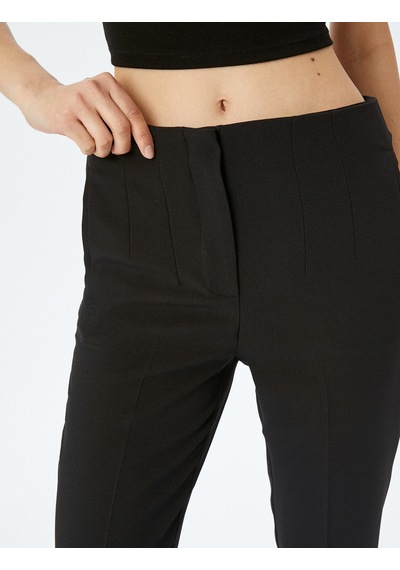 Koton Slim Fit Yüksek Bel Cepli Cigarette Kumaş Pantolon Siyah 5sak40026uw Siyah