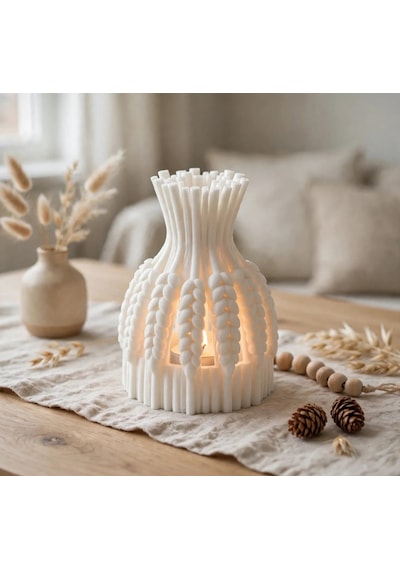 3d Baskı Buğday Demeti Tealight Mumluk Jüt İpli Dekoratif Sonbahar Hasat Feneri Şamdan Masa Süsü Diğer