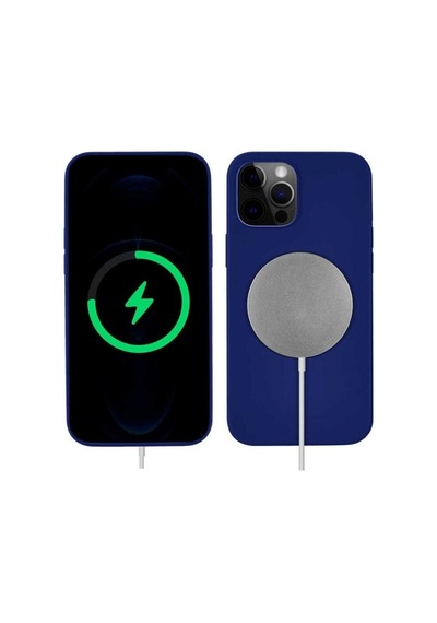 Apple Uyumlu iPhone 13 Pro Max Kılıf Zore Silksafe Wireless Kapak Mavi