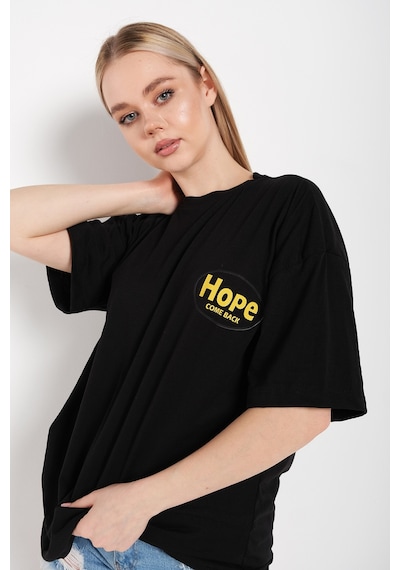 Flood Of Style Logo Baskılı Siyah Tişört Hope
