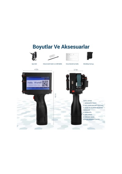 Powermaster Pm-10878 4.3'' Dokunmatik Ekranlı Şarjlı Endüstriyel El Tipi Portatif Mürekkep Yazıcı