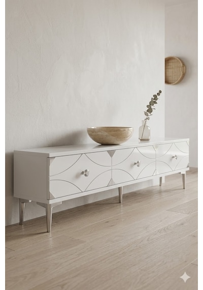 Tsa1897bs Alfa Tv Sehpası Beyaz-silver 180cm