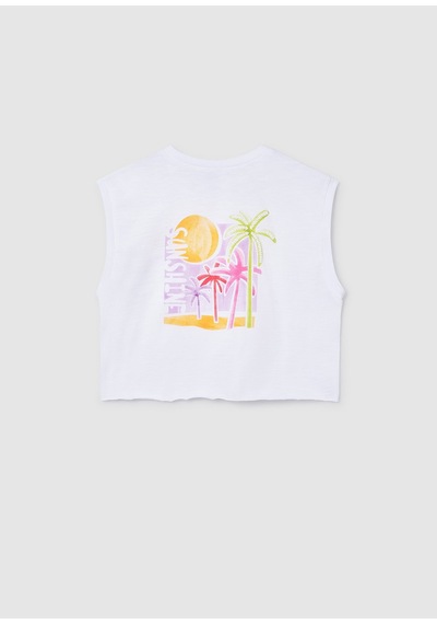 Mayoral Kız Çocuk Askılı Crop Tshirt Beyaz