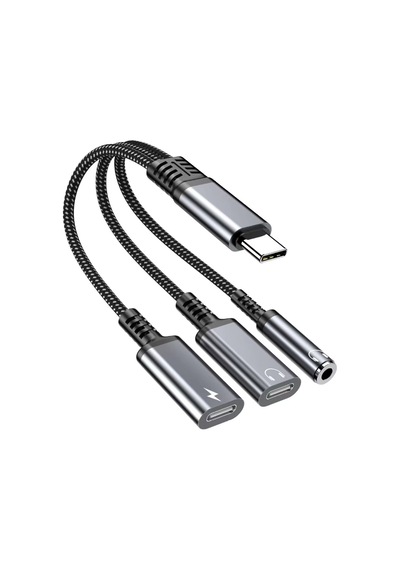 Microcase 60w 3in1 Alüminyum Gövde Usb-c Adaptör Type-c To Type-c Şarj Ve 3.5 Mm Jak Ve Dac Destekli Kablo Al5418