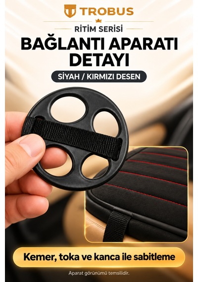 Trobus Ritim Hyundai H100 1994-2012 Baby Face 5'li Koltuk Minderi Siyah Kırmızı Desen