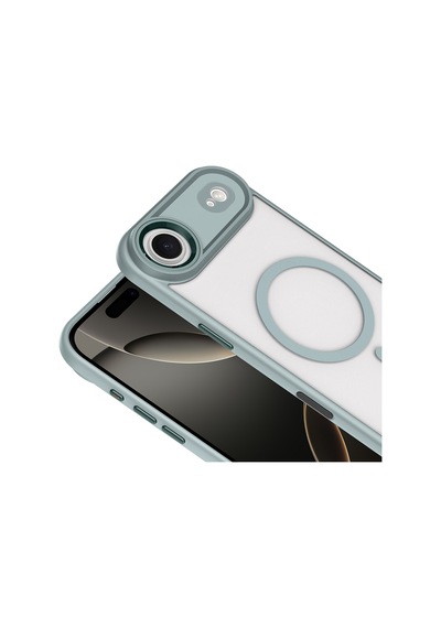 Apple iPhone Uyumlu 17 Air Kılıf Magsafe Şeffaf Arka Yüz Kamera Yükseltili Silikon Pazarplus Desert Gold