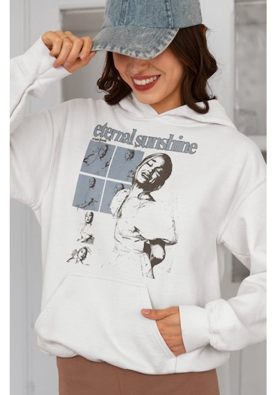 Sevbano Ariana Grande Baskılı Unisex Oversize Şarkıcı Hoodie beyaz