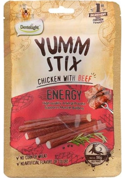 Dentalight Yumm Stick Energy Tavuklu Ve Sığır Etli Köpek Ödül Çubuğu 50 Gr