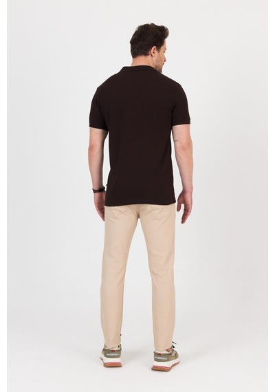 Nemonti Premium Penye Polo Yaka T-shırt Kahve