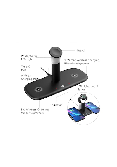 Lexroo Bw02 Aple Kablosuz Wireless Hızlı Şarj Standı Iwatch Airpods Apple iPhone Uyumlu 11 11 Pro 12 12 Pro 13 Standart