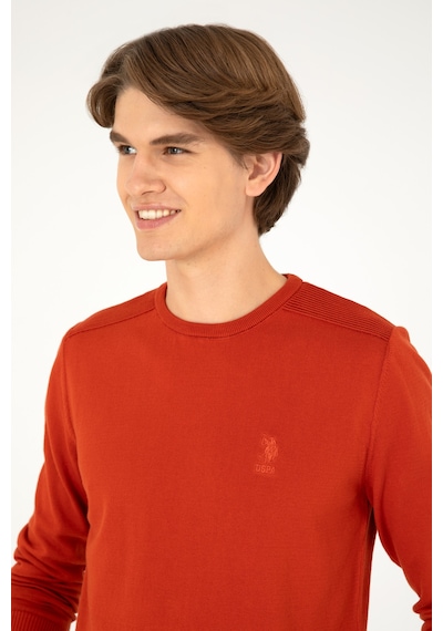 U.S. Polo Assn. Erkek Slim Fit Bisiklet Yaka Kiremit Basic Kazak 50288888-VR031
