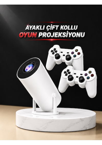 Projeksiyon Cihazı Video Oyun Konsolu Projektör Taşınabilir Ayaklı Çift Kollu 4k Çözünürlüklü - Lisinya