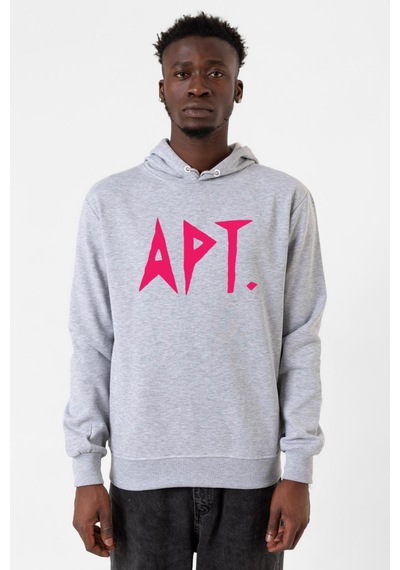 Blackpink Apt Grimelanj Erkek Kapşonlu 3ip Sweatshirt Gri