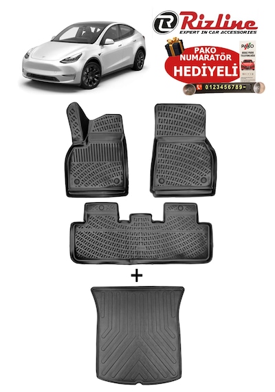 Tesla Model Y 2019-2024 Havuzlu Paspas Ve Bagaj Havuzu Seti